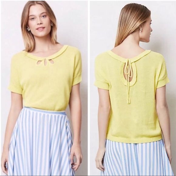 Anthropologie Moth Lime Tee Sweater Size SP - Picture 1 of 8